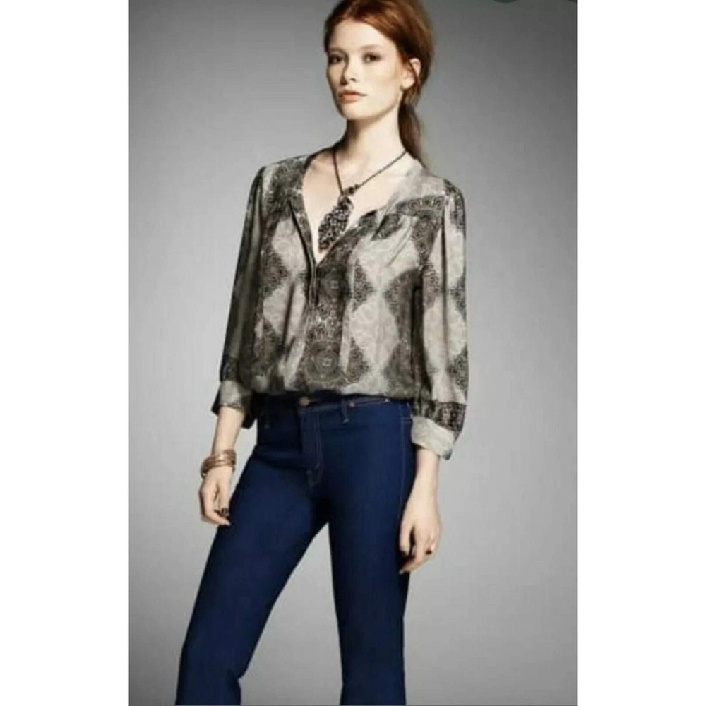 Joie Silk‎ Medallion Paisley Tie Neck Blouse Top S Lightweight Career Minimalist